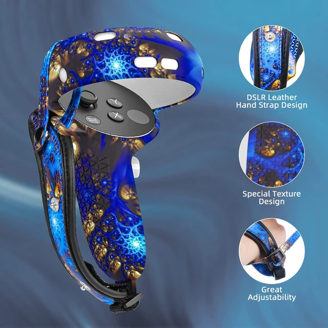 Alt view image 6 of 7 - VR Accessories Compatible with Oculus Quest 2, Silicone Face Cover/Controller Grip Cover/VR Shell Cover/Lens Cover/10PCS Disposable Eye Cover are Included in VR Headset Accessories Set,(BlueFire)