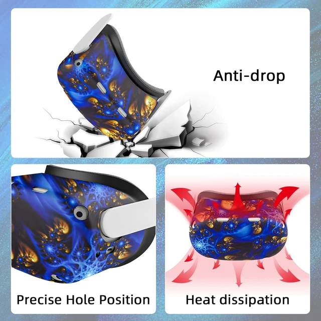 Alt view image 5 of 7 - VR Accessories Compatible with Oculus Quest 2, Silicone Face Cover/Controller Grip Cover/VR Shell Cover/Lens Cover/10PCS Disposable Eye Cover are Included in VR Headset Accessories Set,(BlueFire)