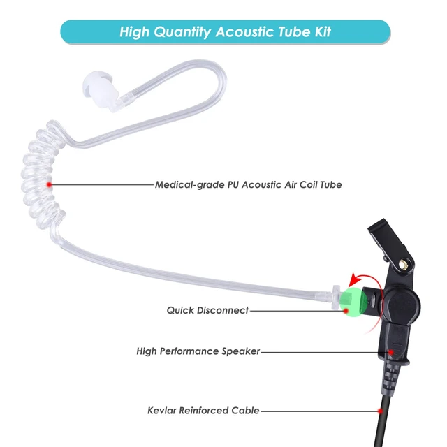 Alt view image 4 of 7 - Walkie Talkie Earpiece with Mic Compatible with Motorola MOTOTRBO XPR 3500e | Covert Air Acoustic Tube Walkie Talkie Headset XPR 3300 3300e 3500 Two-Way Radios Earpiece