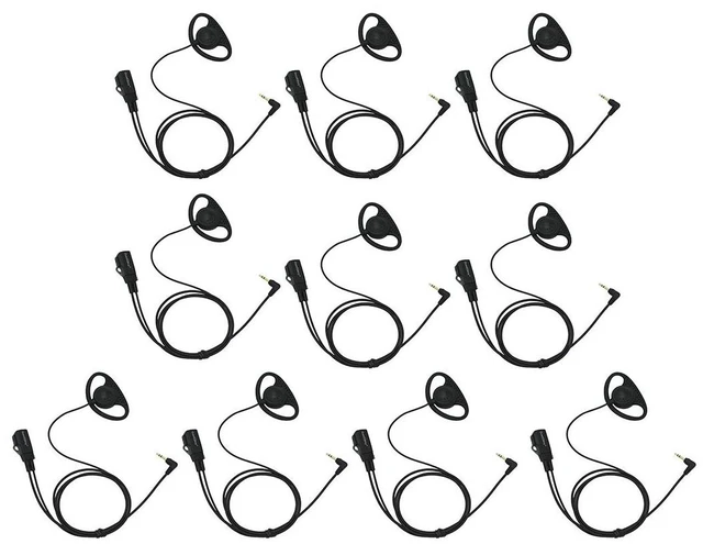 Main image of D Shape Clip-Ear Earpiece PTT with Mic Compatible with Motorola Talkabout T200 T400 T600 T800 T260TP MH230R MR350R MS350R MT350R MH230TPR MJ270R FRS/GMRS Two-Way Radios (10 Pcs)