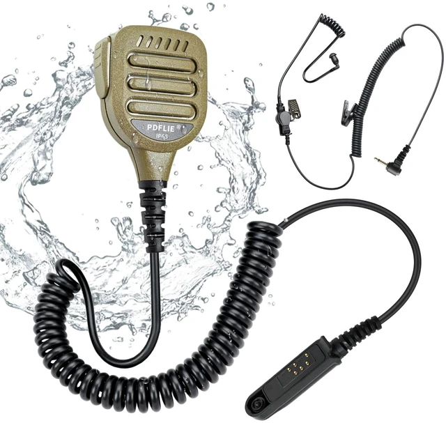 Main image of Pdflie Uv9r Accessories Headset IP65 Waterproof Tan Dark Coffee Color Radio Speaker Mic Shoulder Microphone with 3.5mm Earpiece for Baofeng uv 9r pro Plus v2 gmrs xr 9g gt-3wp a58 a58s bf 9700 R760 5s