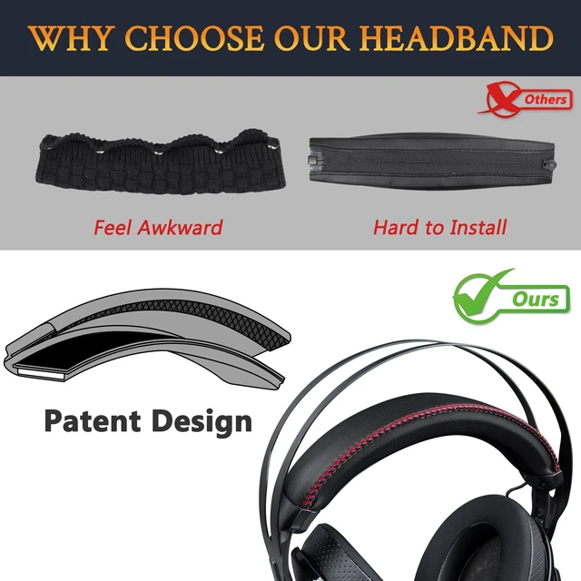 Alt view image 3 of 4 - SOULWIT Headband for HyperX Cloud Revolver(S) - Black(Red Line)