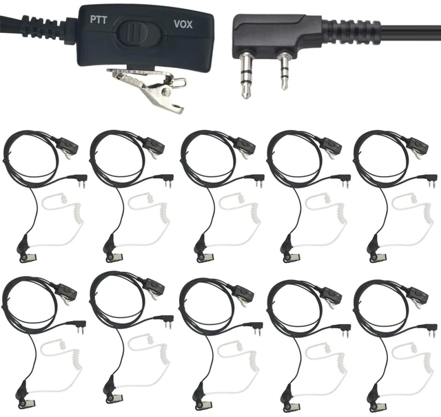 Main image of Walkie Talkie Earpiece with Mic, 10 Packs, Acoustic Tube Headset | For Kenwood Baofeng SAMCOM BTECH Retevis, Baofeng BF-F8HP UV-82HP UV-5R UV82, Arcshell Retevis H-777 RT21 RT22