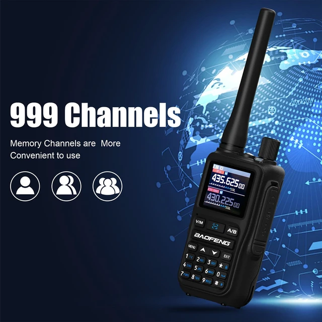 Alt view image 2 of 7 - BAOFENG UV-5R Mini Two Way Radio BF-5R Mini Walkie Talkie Wireless Power Adjustable Tiny Size Frequency Copy 999 Channels Type-C Four Colors Portable Ham with 771 Antenna and Headset2 Pack (Black)