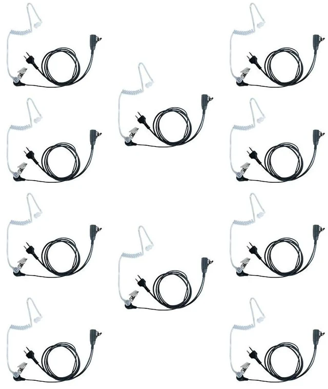 Main image of Klykon Acoustic Tube Earpiece 10-Pack for Midland GXT1000 | Covert acoustic tube with PTT mic; PU cable. Fits Midland GXT1000VP4, LXT500VP3, GXT1050VP4 radios