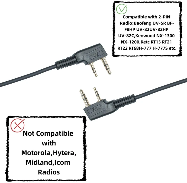 Alt view image 3 of 7 - Walkie Talkie Earpiece Headset with PTT MIC,Acoustic Tube 10 Packs | Compatible with Baofeng UV-5R BF-888S BF-F8HP Kenwood TK-2202 TK-2402 TK-3402 2 Way Radio Accessories