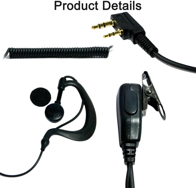 Alt view image 7 of 7 - G-Shape Earpiece Headset Compatible with Baofeng UV-5R,TK-2202 | with PTT MIC, 10 Packs Compatible with Kenwood TK-2402 TK-3402 BF-888S BF-F8HP, Walkie Talkie 2 Way Radio