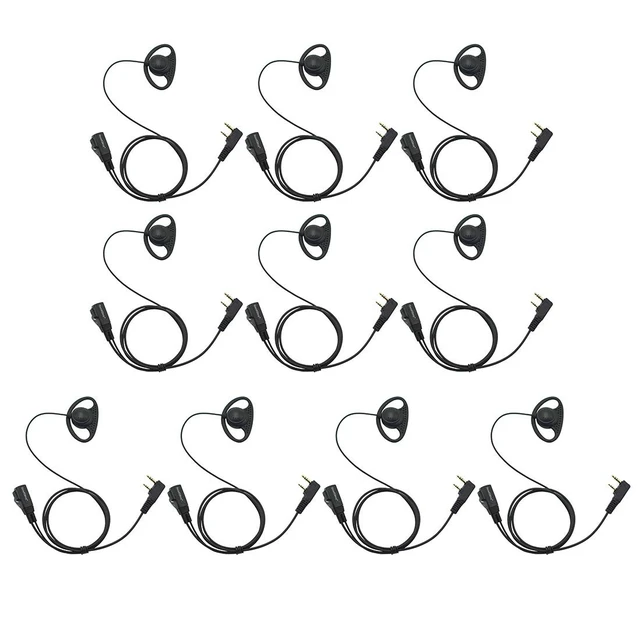 Main image of GoodQbuy D Shape Clip-Ear Headset Earpiece PTT with Mic Compatible with Retevis H-777 Kenwood PUXING Baofeng UV-5R BF-888S 666s 2 Way Radio (10 PCS)