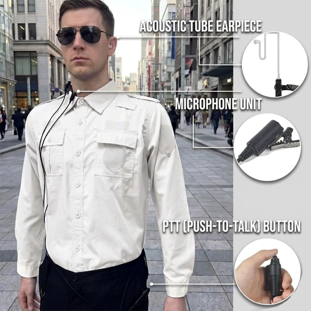 Alt view image 6 of 6 - Acoustic Tube Earpiece Compatible with Motorola R7 Series Two-Way Radios, Surveillance Headset with Independent Mic, 360° Rotatable Clip, and Ergonomic PTT Button