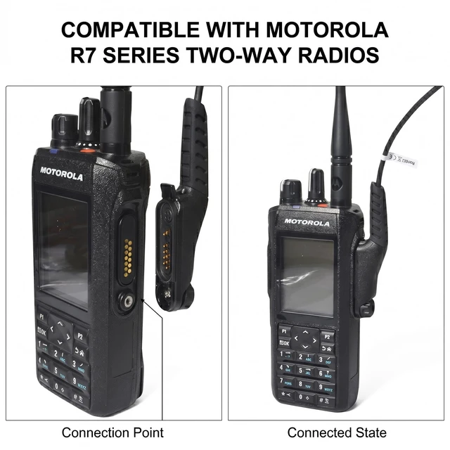 Alt view image 4 of 6 - Acoustic Tube Earpiece Compatible with Motorola R7 Series Two-Way Radios, Surveillance Headset with Independent Mic, 360° Rotatable Clip, and Ergonomic PTT Button