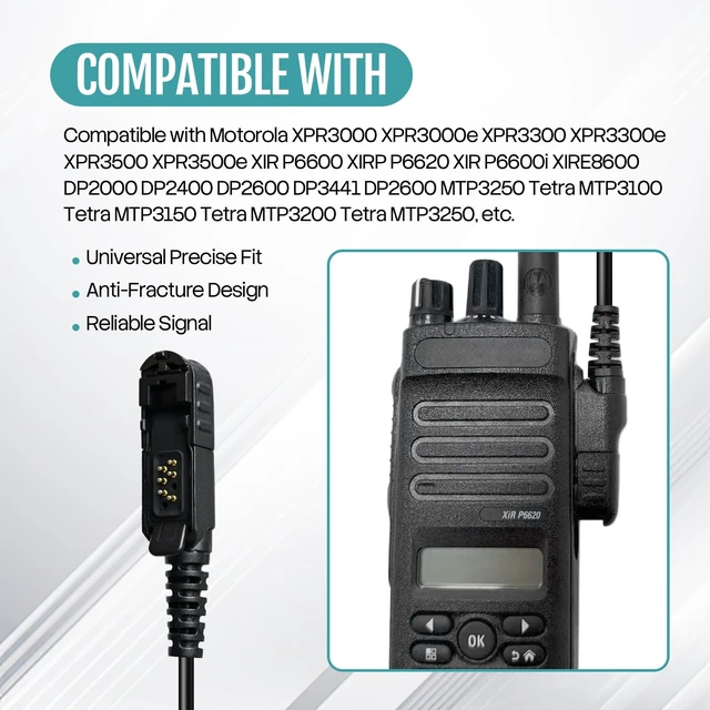 Alt view image 2 of 7 - SVXSODA HC15-921 Two-Way Radio Headset with PTT Mic, 360°Rotatable G-Hook, TPU+Kevlar Reinforced Cable, Compatible with Motorola Baofeng Kenwood for Police Security