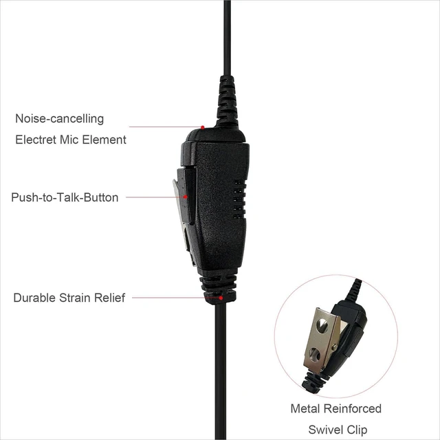 Alt view image 3 of 5 - MONICONA Earpiece with PTT Mic Compatible for Kenwood PKT-300 NX-320 NX-340 TK-2200 TK-3160 NX-3220 NX3320 TH-D72A TH-K20A NX-1200DV, Acoustic Tube Headset, 2 Pin Style (2.5mm+3.5mm)