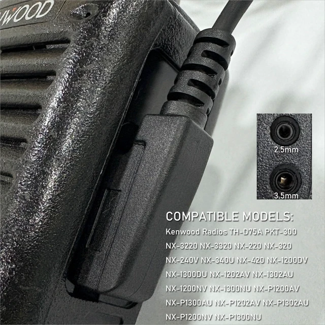 Alt view image 5 of 5 - MONICONA Earpiece with PTT Mic Compatible for Kenwood PKT-300 NX-320 NX-340 TK-2200 TK-3160 NX-3220 NX3320 TH-D72A TH-K20A NX-1200DV, Acoustic Tube Headset, 2 Pin Style (2.5mm+3.5mm)