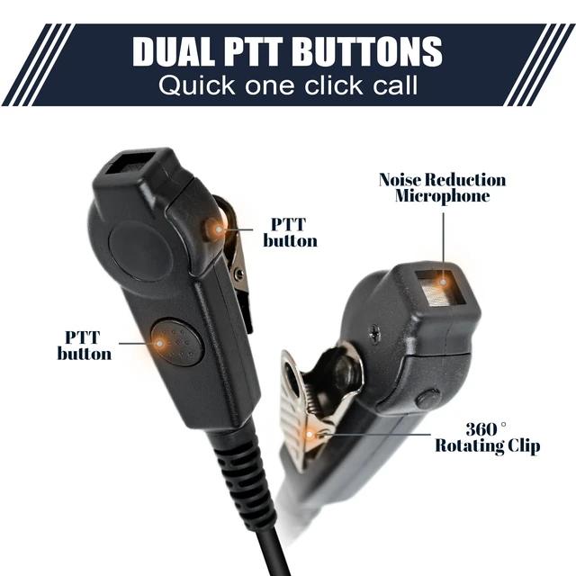 Alt view image 3 of 6 - SVXSODA Earpiece Compatible with Motorola APX 6000 XPR 7550e, PTT Mic Headset for Impres Screw-On Radios, Kevlar Reinforced for Security Tactical Use