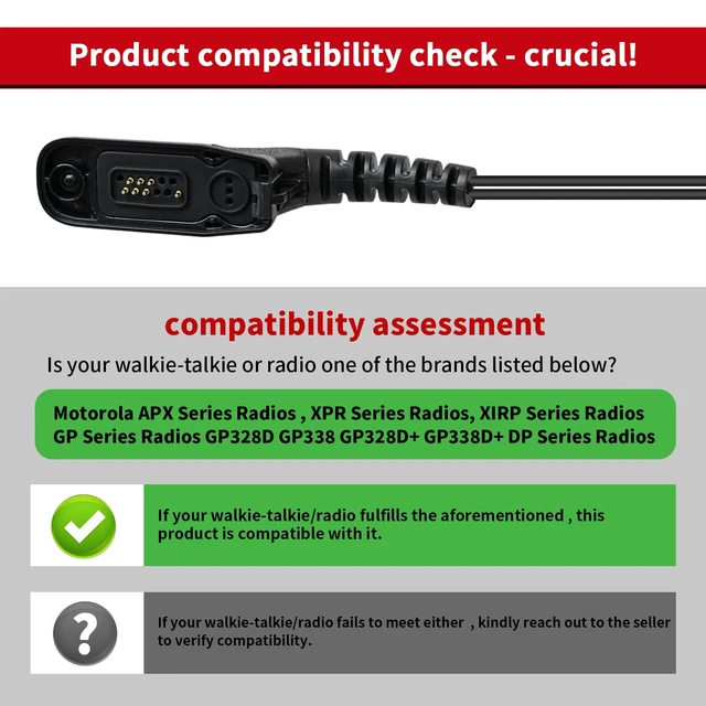 Alt view image 2 of 6 - SVXSODA Earpiece Compatible with Motorola APX 6000 XPR 7550e, PTT Mic Headset for Impres Screw-On Radios, Kevlar Reinforced for Security Tactical Use
