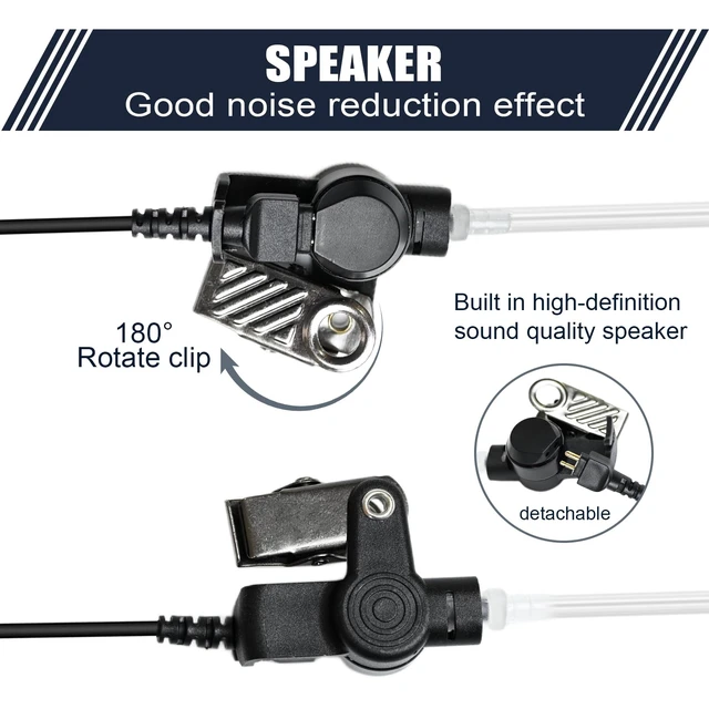 Alt view image 5 of 6 - SVXSODA Earpiece Compatible with Motorola APX 6000 XPR 7550e, PTT Mic Headset for Impres Screw-On Radios, Kevlar Reinforced for Security Tactical Use