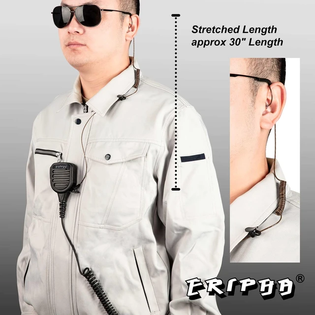 Alt view image 6 of 6 - ERIPHA 3.5mm Covert Tubeless Earpiece for Motorola Radio 22" Brown | HD Listen-Only Headset. Fits 3.5mm Radios. For Police/Law Enforcement