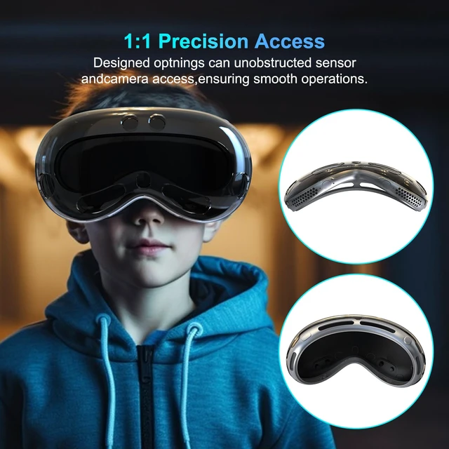 Alt view image 2 of 7 - Rc-Z Screen Protector Case for Apple Vision Pro, Hard PC Bumper & Tempered Glass Protective Cover Full Face Cover for Vision Pro VR Headset 2024 Accessories, Green