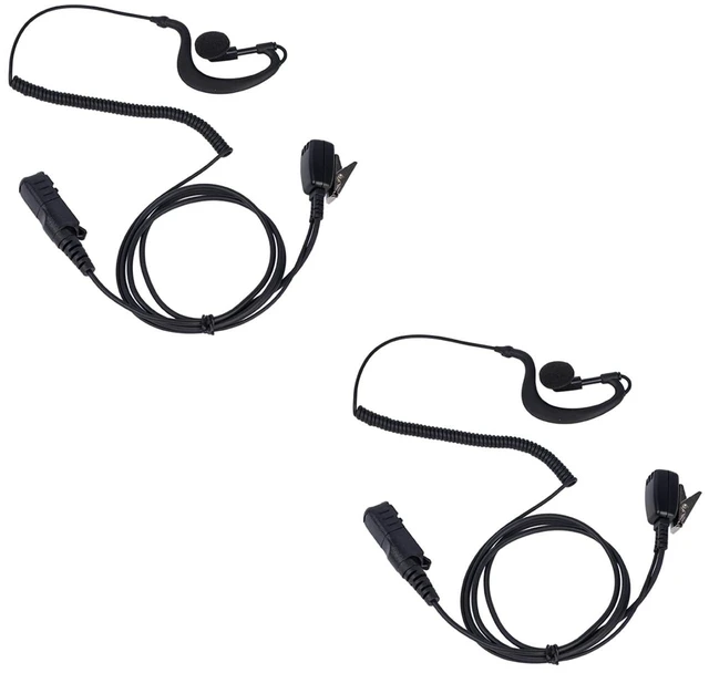 Main image of Klykon Xpr 3500e G Shape Earpiece Headset Mic PTT, 2 Pack | G-hook earpiece with PTT mic; PU cable. Fits Motorola XPR3500e, XPR3300e, XPR3000 MOTOTRBO radios