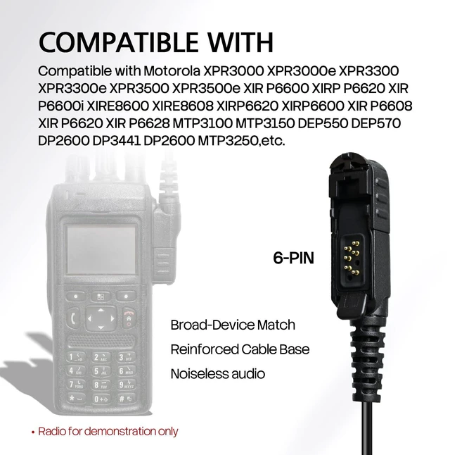 Alt view image 3 of 7 - WODASEN XPR3000 3300 Walkie Talkie Earpiece with PTT Mic Radio Headset for XPR3000e XPR3300e XPR3500e (G-Shaped, 2-Pack)