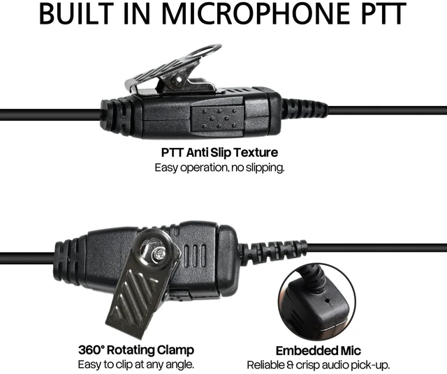 Alt view image 5 of 7 - WODASEN XPR3000 3300 Walkie Talkie Earpiece with PTT Mic Radio Headset for XPR3000e XPR3300e XPR3500e (G-Shaped, 2-Pack)