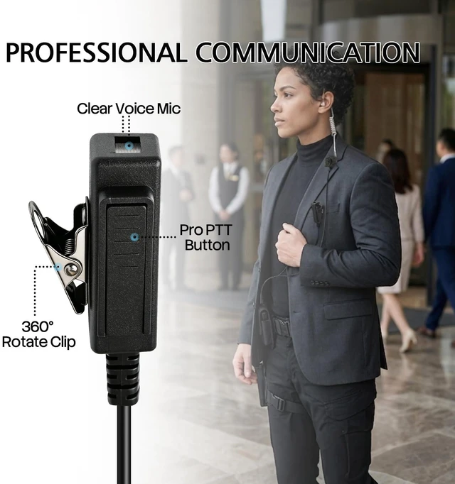Alt view image 7 of 7 - WODASEN XPR3000 3300 Walkie Talkie Earpiece with PTT Mic Radio Headset for XPR3000e XPR3300e XPR3500e (G-Shaped, 2-Pack)