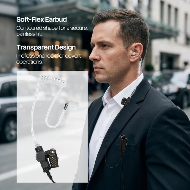 Alt view image 6 of 7 - WODASEN XPR3000 3300 Walkie Talkie Earpiece with PTT Mic Radio Headset for XPR3000e XPR3300e XPR3500e (G-Shaped, 2-Pack)