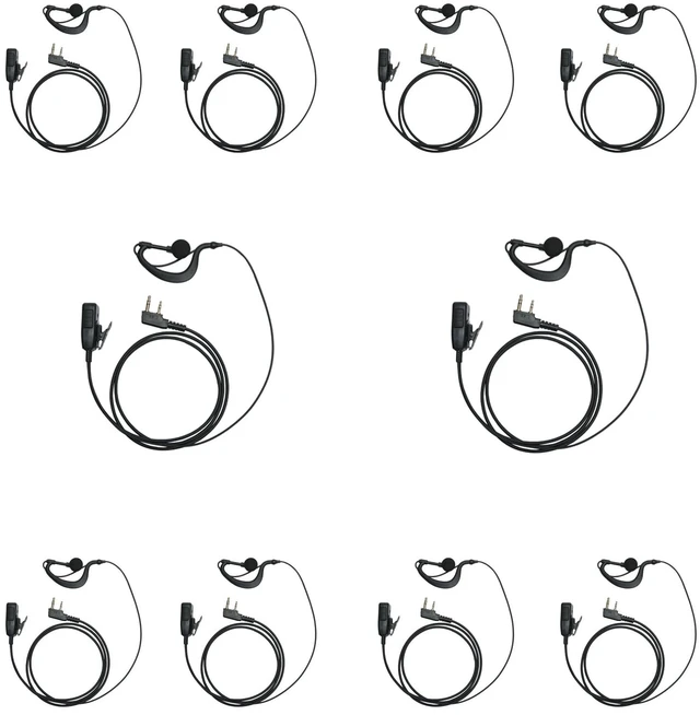 Main image of Sarcia G Shape Earpiece for NX1200 NX1300 K1 RT15 RT21 Two Way Radio,10PCS | K Plug 2 Pin Headset Compatible with UV5R TK3140 TK3360 RT22 RT68 Pxton Betch Walkie Talkie