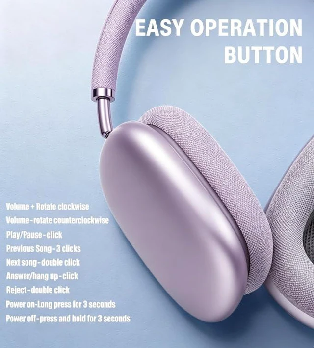 Alt view image 3 of 7 - Wireless Headphones Bluetooth Headphones Active Noise Cancelling Over-Ear Head-Phones with Microphones, 24 Hours Playtime, HiFi Audio Adjustable Headset for iPhone/Android/Samsung (Purple)