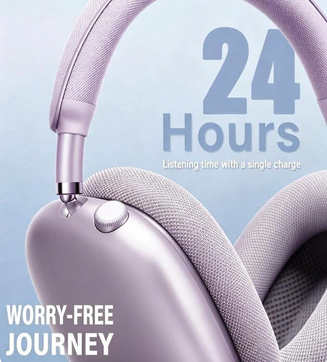 Alt view image 4 of 7 - Wireless Headphones Bluetooth Headphones Active Noise Cancelling Over-Ear Head-Phones with Microphones, 24 Hours Playtime, HiFi Audio Adjustable Headset for iPhone/Android/Samsung (Purple)