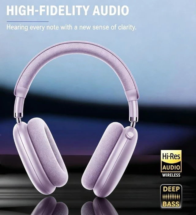 Alt view image 2 of 7 - Wireless Headphones Bluetooth Headphones Active Noise Cancelling Over-Ear Head-Phones with Microphones, 24 Hours Playtime, HiFi Audio Adjustable Headset for iPhone/Android/Samsung (Purple)