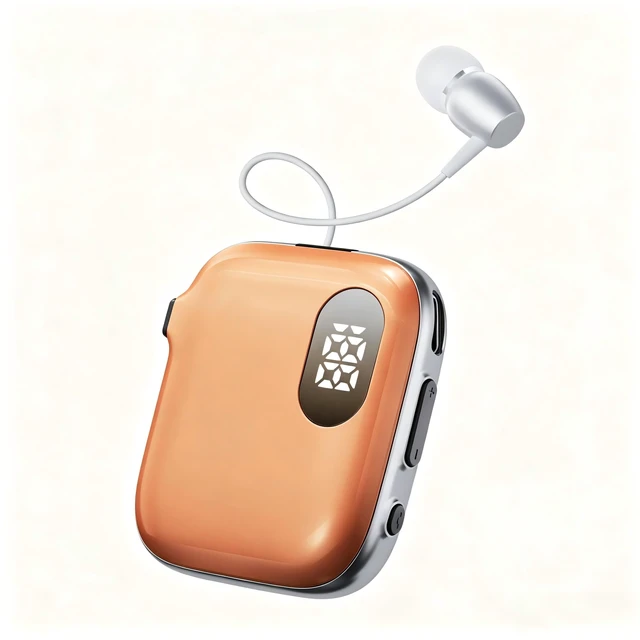 Alt view image 7 of 7 - Retractable Clip-on Bluetooth Headset with ENC Dual Mic, 90H,Orange | 30-Min Fast Charging, LED Power Display, IPX4 Waterproof, Vibration Call Alert, Dual Phone Connection
