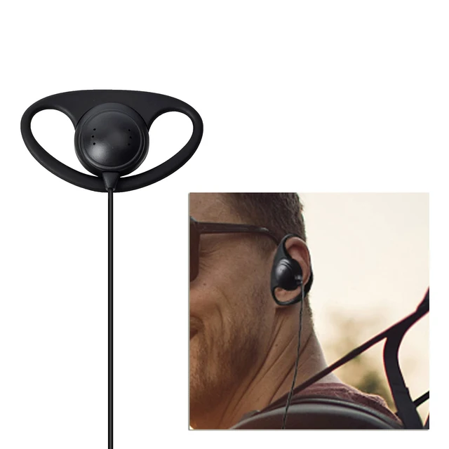 Alt view image 6 of 7 - HYS D Shape Walkie Talkie Earpiece with Mic&PTT, Two Way Radio Headset for Kenwood NX-220E/NX-220E2 dPMR Digital/Analogue, Two Way Radio Headset for Baofeng BF-888S UV-5R WOUXUN KG-699 KG-689