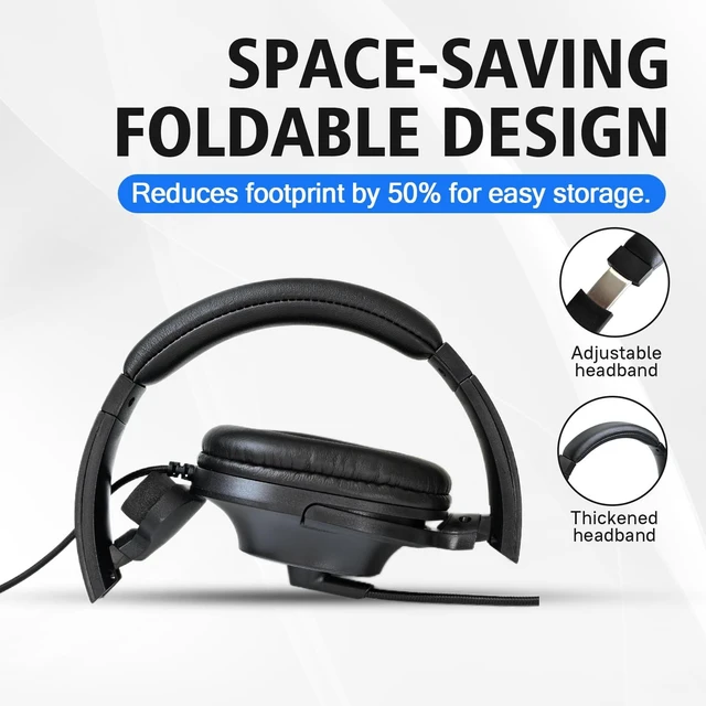 Alt view image 5 of 7 - HELETUL One-side Walkie Talkie Headphones Over The Ear Ptt Headset Boom Microphone Headband Earpiece for Midland 2pin Walkie Talkies (Big Earmuff)