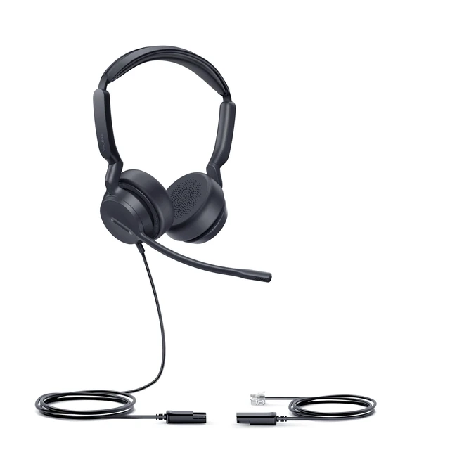 Alt view image 2 of 3 - Yealink YHS36 E2 Dual Wired Headset with QD to RJ9, Noise Cancelling Microphone, HD Wideband Audio, Ergonomic Headband, Leather Ear Pads, Compatible Desk IP Phones