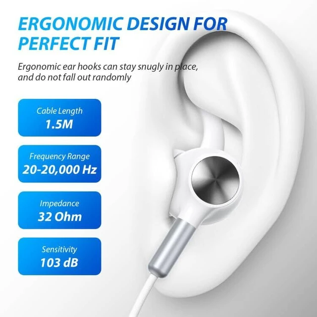 Alt view image 2 of 7 - 3.5mm Earbuds Wired Headphones Secure Wingtip,4.9FT Noise Canceling 3.5 MM | Jack Earphone,Airplane Travel Head Phone in Ear Buds for Chormebook Computer PCfor Moto G Stylus Power Play for Samsung A15