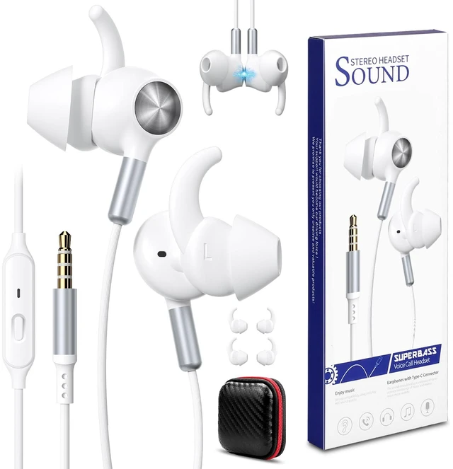 Main image of 3.5mm Earbuds Wired Headphones Secure Wingtip,4.9FT Noise Canceling 3.5 MM | Jack Earphone,Airplane Travel Head Phone in Ear Buds for Chormebook Computer PCfor Moto G Stylus Power Play for Samsung A15