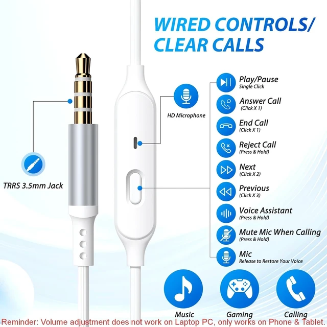Alt view image 5 of 7 - 3.5mm Earbuds Wired Headphones Secure Wingtip,4.9FT Noise Canceling 3.5 MM | Jack Earphone,Airplane Travel Head Phone in Ear Buds for Chormebook Computer PCfor Moto G Stylus Power Play for Samsung A15