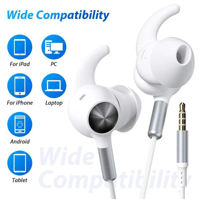 Alt view image 6 of 7 - 3.5mm Earbuds Wired Headphones Secure Wingtip,4.9FT Noise Canceling 3.5 MM | Jack Earphone,Airplane Travel Head Phone in Ear Buds for Chormebook Computer PCfor Moto G Stylus Power Play for Samsung A15