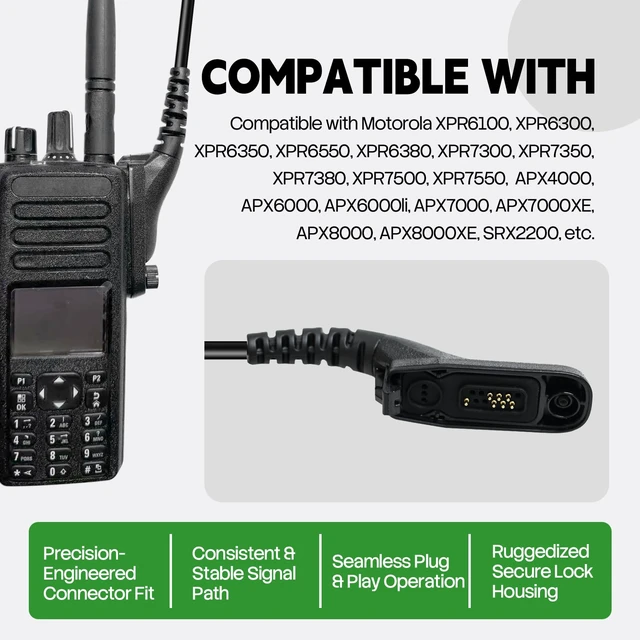 Alt view image 2 of 7 - stdgove 2-Way Radio Earpiece with Mic, G Earhook Headset | For Security/Construction, Compatible with Motorola XPR6550, XPR7550, APX6000, APX8000, SRX2200