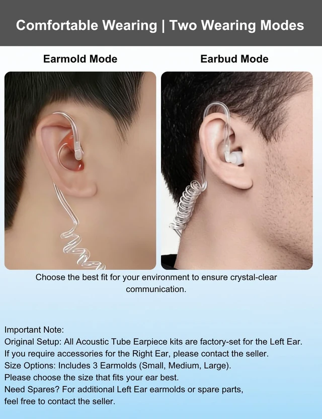 Alt view image 4 of 7 - APX 6000 XPR 7550e Earpiece w/Mic Compatible for Motorola Radios APX 8000 APX 7000 APX 4000, XPR 7350e XPR7580e XPR7380e XPR7550 XPR7350, Surveillance Headset