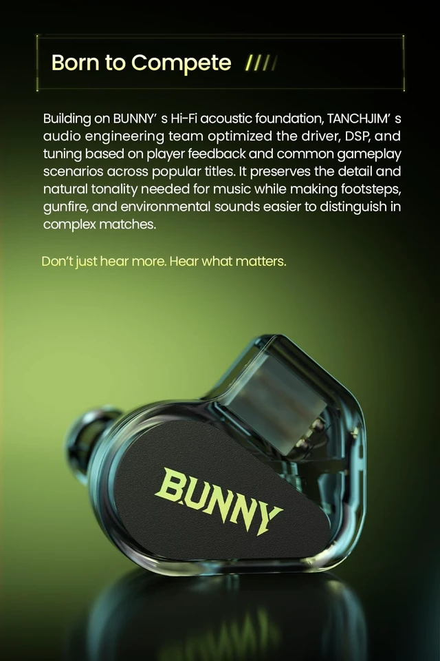 Alt view image 2 of 7 - Bunny G Wired Gaming Earbuds with Mic Upgrade Bass Boost IEM USB C | DMT5 G Gaming Driver, Low Latency, 7.1/5.1 Surround, 384kHz/32-bit, DSP Game Audio Optimization for FPS, Noise Reduction Mic
