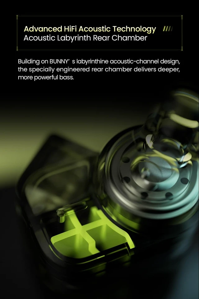 Alt view image 4 of 7 - Bunny G Wired Gaming Earbuds with Mic Upgrade Bass Boost IEM USB C | DMT5 G Gaming Driver, Low Latency, 7.1/5.1 Surround, 384kHz/32-bit, DSP Game Audio Optimization for FPS, Noise Reduction Mic