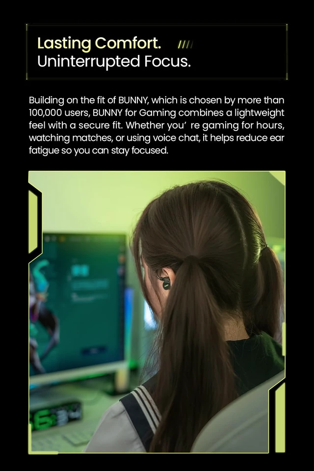 Alt view image 7 of 7 - Bunny G Wired Gaming Earbuds with Mic Upgrade Bass Boost IEM USB C | DMT5 G Gaming Driver, Low Latency, 7.1/5.1 Surround, 384kHz/32-bit, DSP Game Audio Optimization for FPS, Noise Reduction Mic