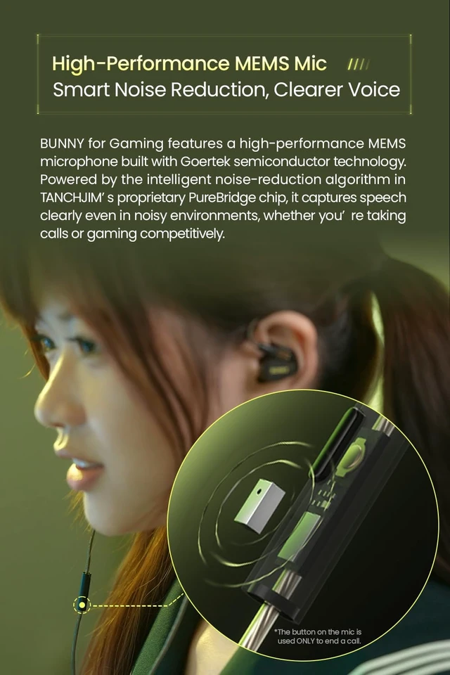 Alt view image 6 of 7 - Bunny G Wired Gaming Earbuds with Mic Upgrade Bass Boost IEM USB C | DMT5 G Gaming Driver, Low Latency, 7.1/5.1 Surround, 384kHz/32-bit, DSP Game Audio Optimization for FPS, Noise Reduction Mic