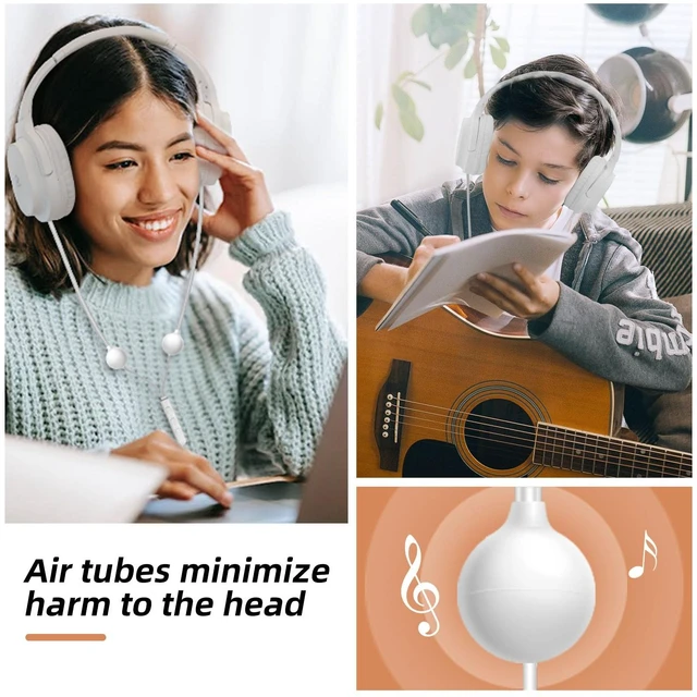 Alt view image 4 of 7 - ibrain USB C Air Tube Headset Type C Airtube Over-Ear Headpohones Wired Air Tube Earphones with Volume Control - White