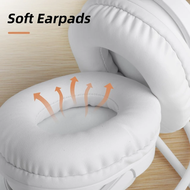 Alt view image 6 of 7 - ibrain USB C Air Tube Headset Type C Airtube Over-Ear Headpohones Wired Air Tube Earphones with Volume Control - White