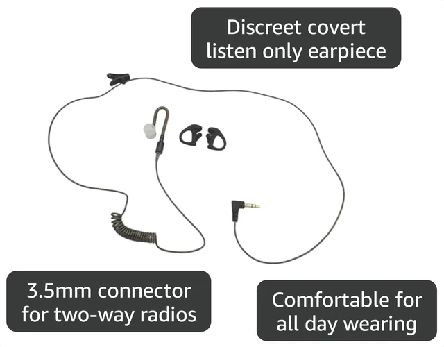 Alt view image 3 of 7 - stdgove 3.5mm Listen Only Earpiece Tubeless Covert Ear Piece High Difination Surveillance Headset for Police Law Enforcement Walkie Talkie Shoulder Speaker Mic(Wired,Clear)