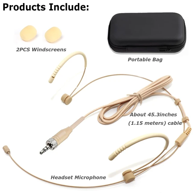Alt view image 7 of 7 - XHXJCYS Earset Headset Microphone Compatible with Sennheiser Bodypack | Headworn Double Over Ear Hanging Condenser Omnidirectional Mic for Wireless Transmitter System with 3.5mm Female Screw Plug