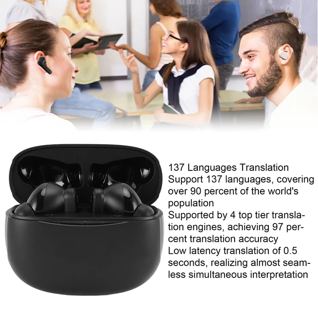 Alt view image 2 of 7 - Language Translator Earbuds, 3 in 1 Real Time Translation Earbuds Support 137 Languages, Translation Headset with Power Display for Socializing Music and Call, Black